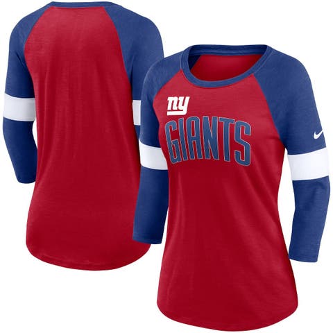 New York Giants Nike Throwback Raglan Long Sleeve T-Shirt - Red/Navy