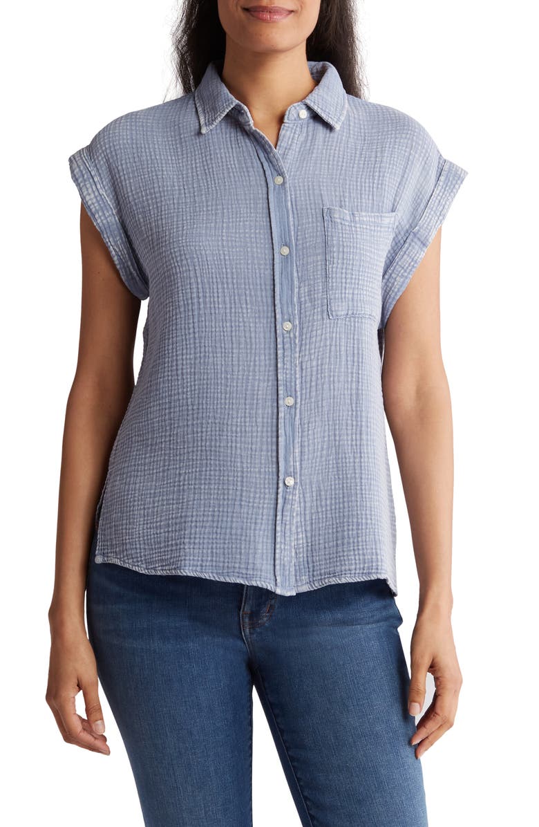 COMO VINTAGE Washed Cotton Gauze ButtonUp Camp Shirt Nordstromrack