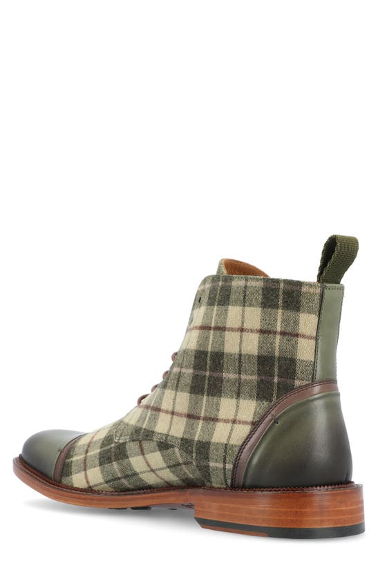 Shop Taft The Jack Lace-up Cap Toe Boot In Green Plaid