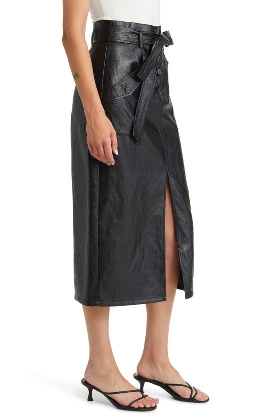 Rails Edem Crinkled Faux Leather Midi Skirt In Black