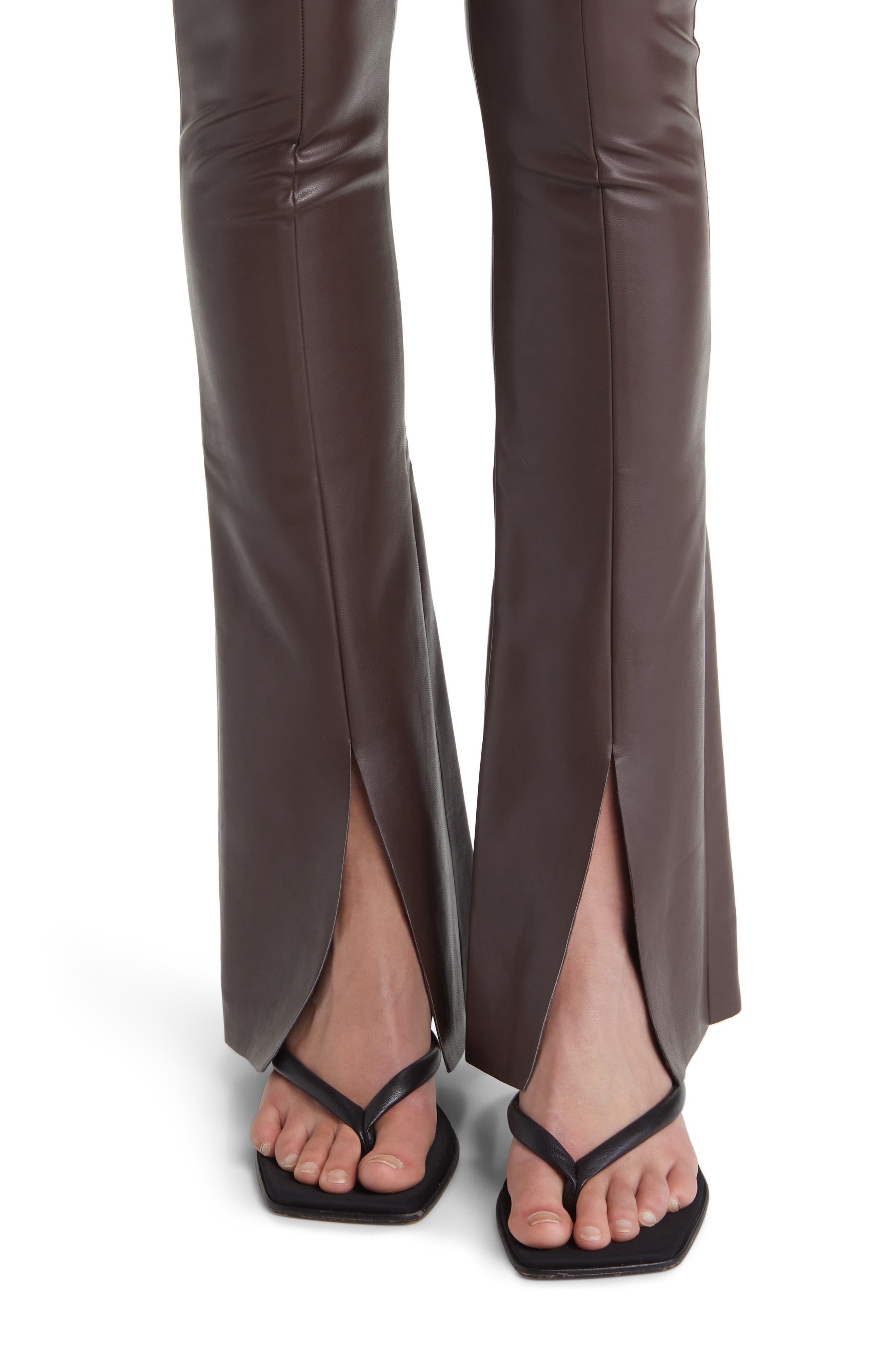 Black Spat slit-hem faux-leather leggings, Norma Kamali