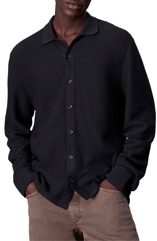 Shop Rag & Bone Hayes Textured Knit Button-up Shirt In Black