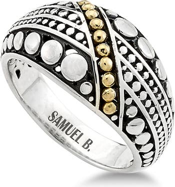 SAMUEL B. 18K Gold & Sterling Silver Dot Design Ring | Nordstromrack