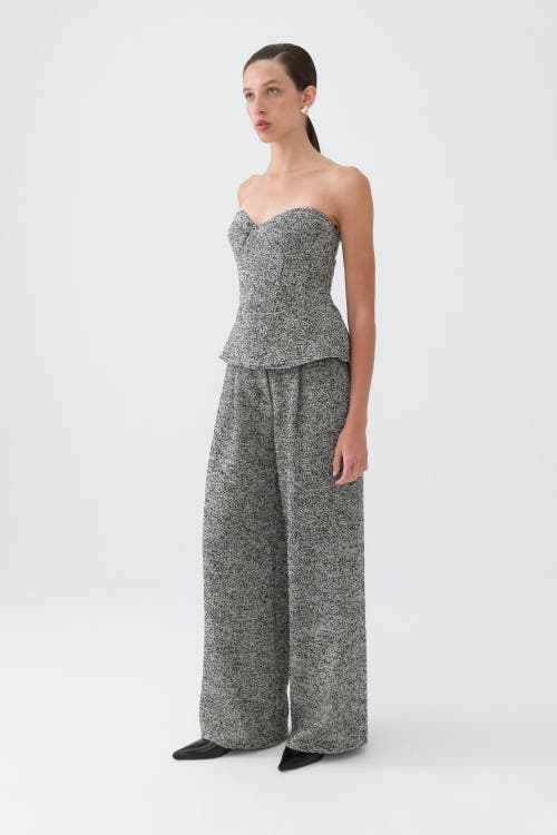 Shop Nocturne Strapless Sweetheart Neck Top In Grey