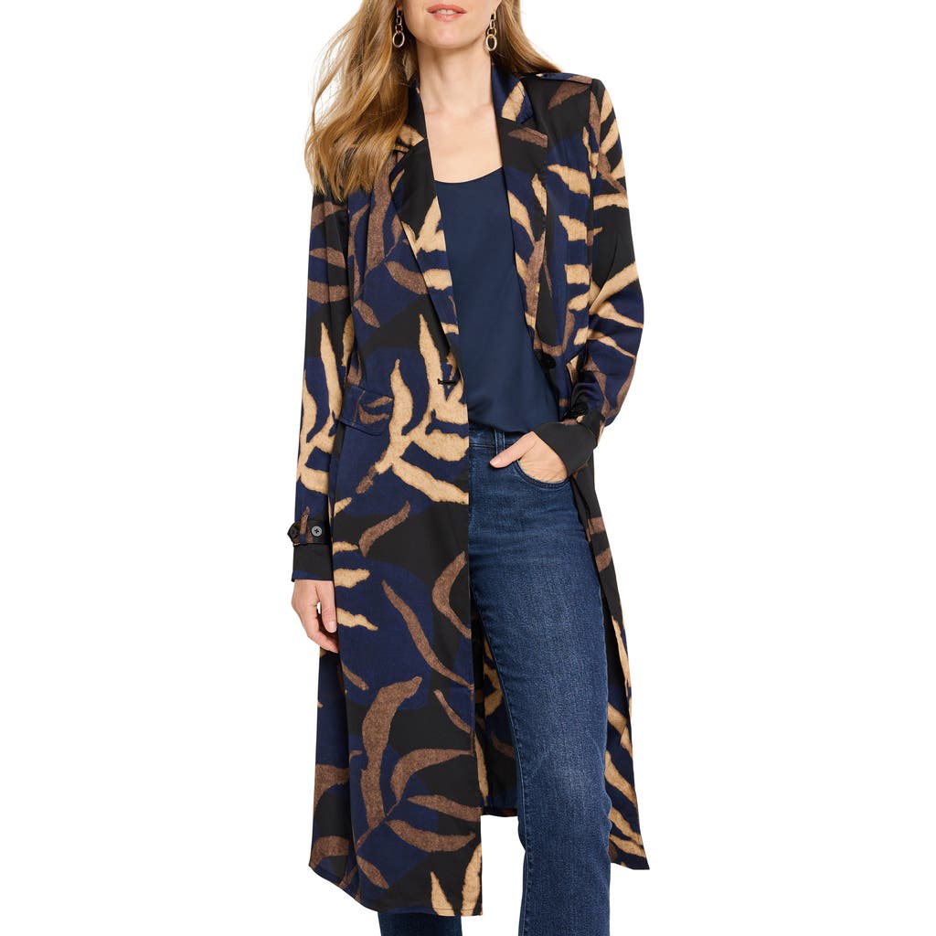 Nic + Zoe Midnight Fern Trench Jacket In Indigo Multi