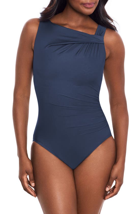 Shop Miraclesuit Rock Solid Avra Underwire One-piece Swimsuit In Midnight Blue