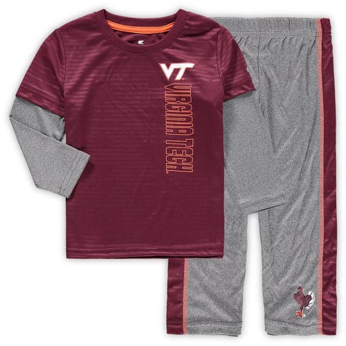 Toddler Colosseum Maroon/Heathered Gray Virginia Tech Hokies Bayharts Long Sleeve T-Shirt and Pants Set