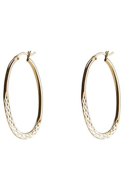 Diamond Cut Oval Hoop Earrings in Gold
