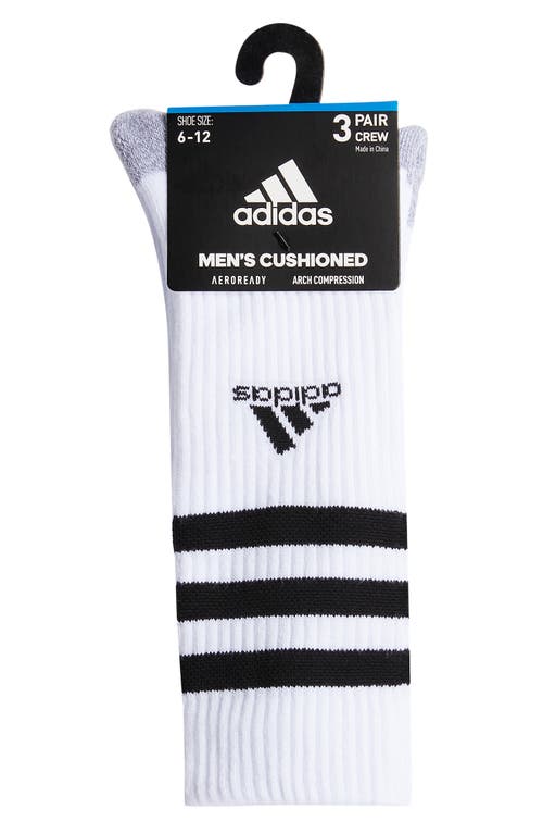 Shop Adidas Originals Adidas 3-pack Cushioned 3.0 Crew Socks In White/grey/black