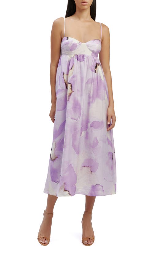 Shop Bardot Lenora Abstract Floral Midi Dress In Lavender Floral