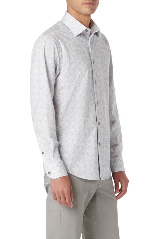 Shop Bugatchi James Ooohcotton® Geometric Print Button-up Shirt In Platinum