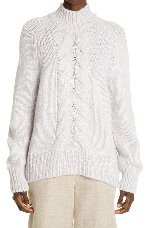 Dundee Ultra Luxe Cable Knit Cashmere Pullover in Elderberry Marl