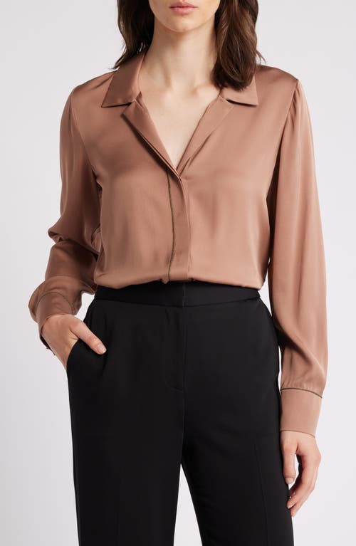 Shop Kobi Halperin Stretch Silk Button-up Shirt In Sepia