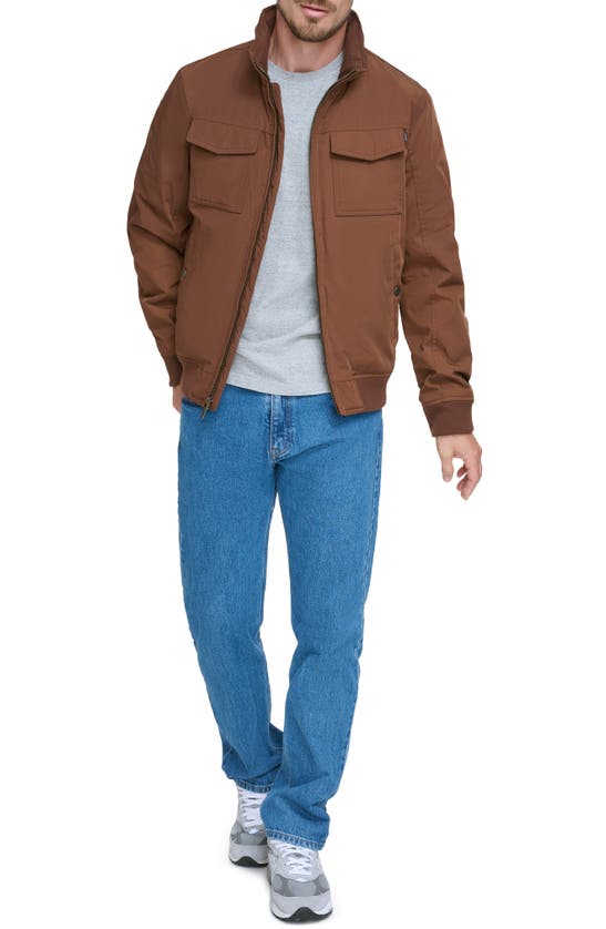 Dockers Quilted Lined Flight Bomber Jacket In Chocolate