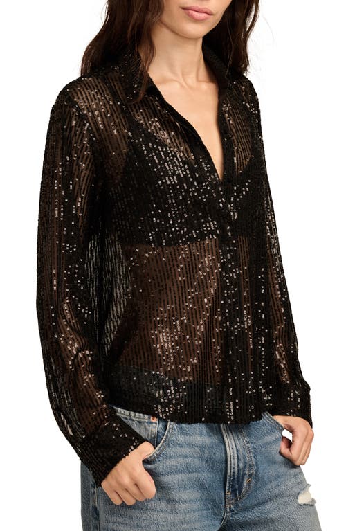 Shop Lucky Brand Sequin Button-up Shirt In Caviar