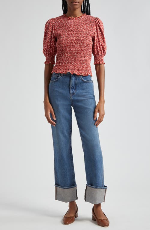 Shop Veronica Beard Dylan Cuffed High Waist Relaxed Straight Leg Jeans In Thriller