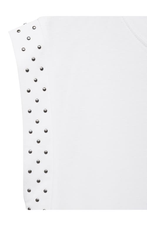 Mango Studded Sleeveless T-shirt White In White