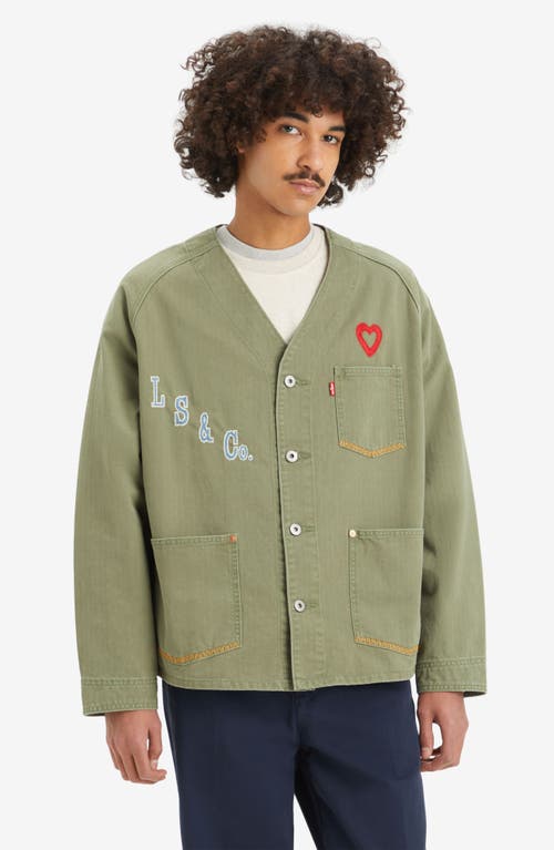 Levi's Union Engineer Denim Graphic Jacket In Pluck Four Leaf Clover Pd