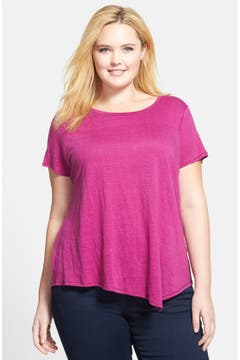 Eileen Fisher Scoop Neck Organic Linen Tee (Plus Size) | Nordstrom