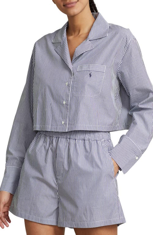 Polo Ralph Lauren Crop Cotton Poplin Short Pajamas Purple Stripes at Nordstrom,