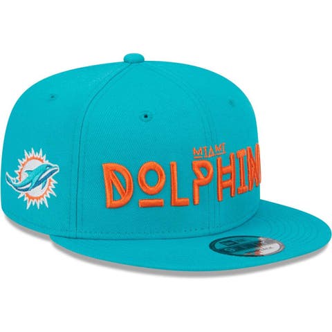 Men's New Era Cream/Black Miami Dolphins Chrome Collection 9FIFTY Trucker  Snapback Hat