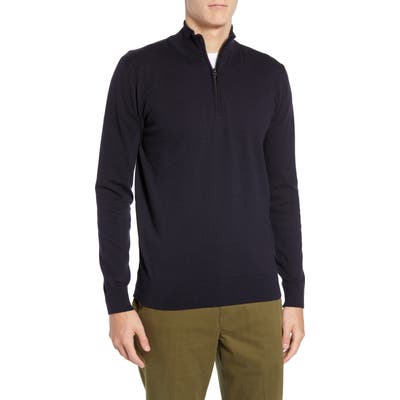 French Connection Stretch Cotton Quarter Zip Sweater, Blue