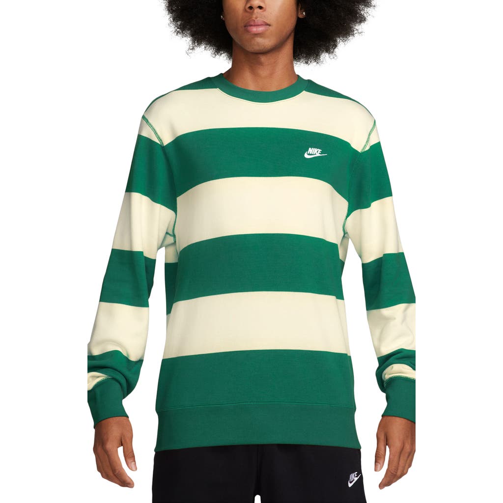 Nike Club Stripe French Terry Sweatshirt In Malachite/sail/white