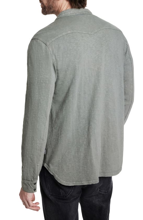 Shop John Varvatos Arvon Cotton Slub Knit Snap Front Western Shirt In Flagstone Grey