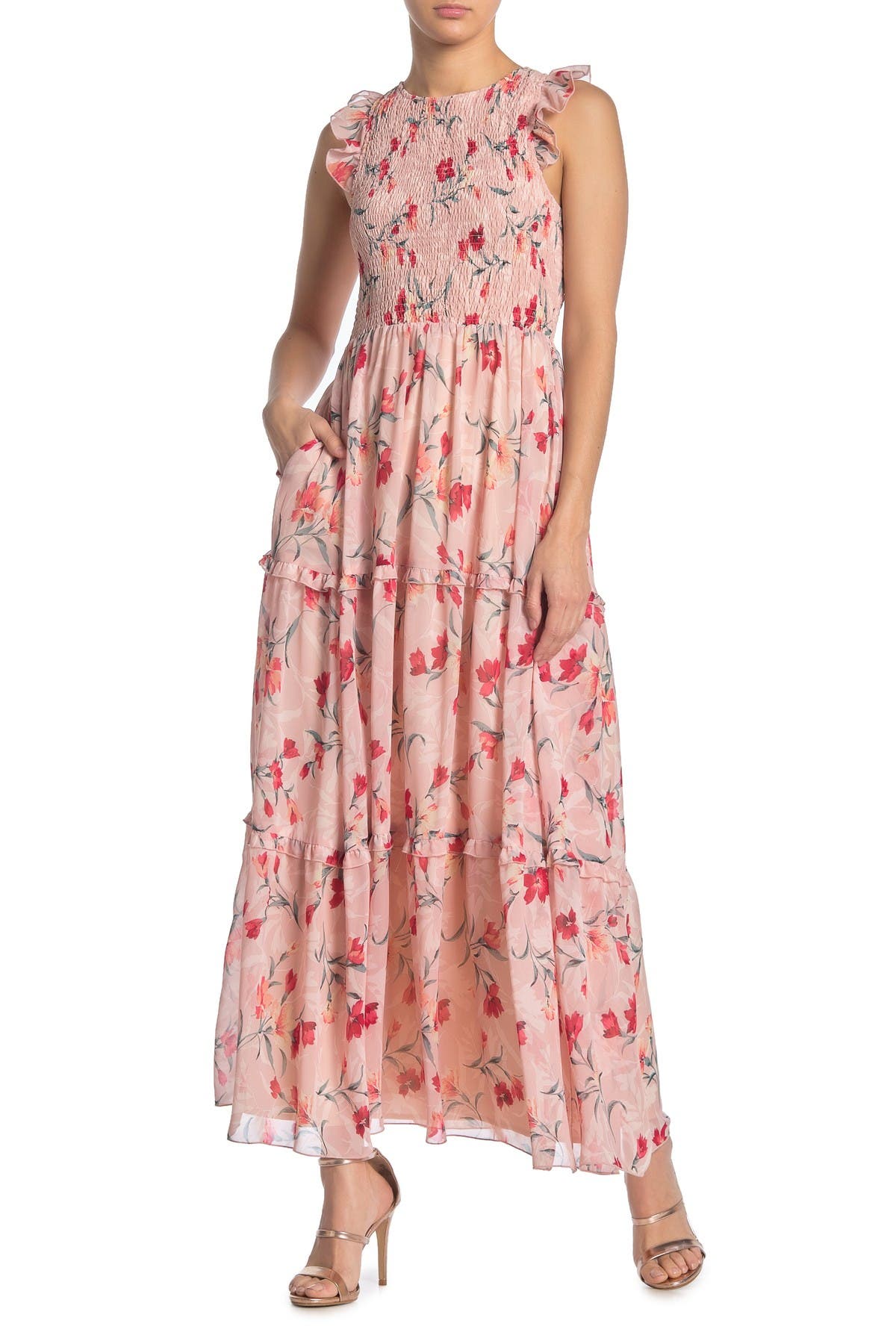 MELLODAY Smocked Flounce Ruffle Sleeve 