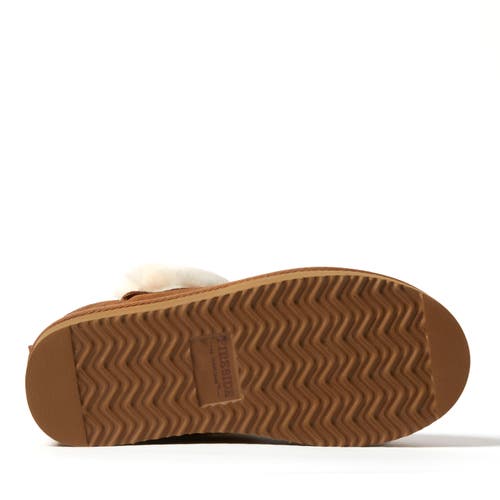 Dearfoams Fireside By Women's Bayswater Genuine Shearling Quilted Platform Bootie In Chestnut