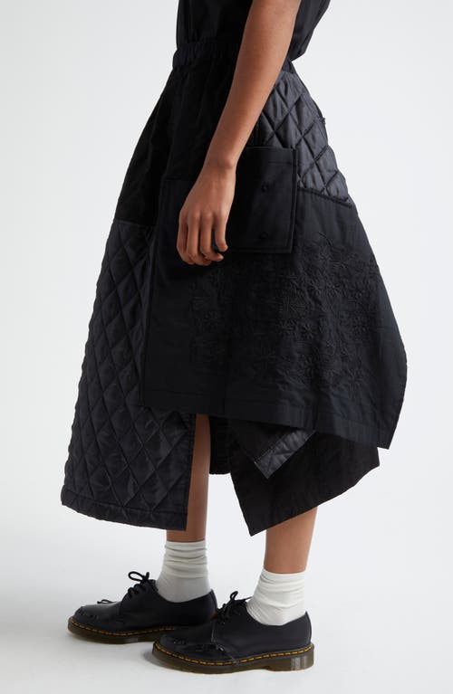 Shop Tao Comme Des Garçons Mixed Media Midi Skirt In Black