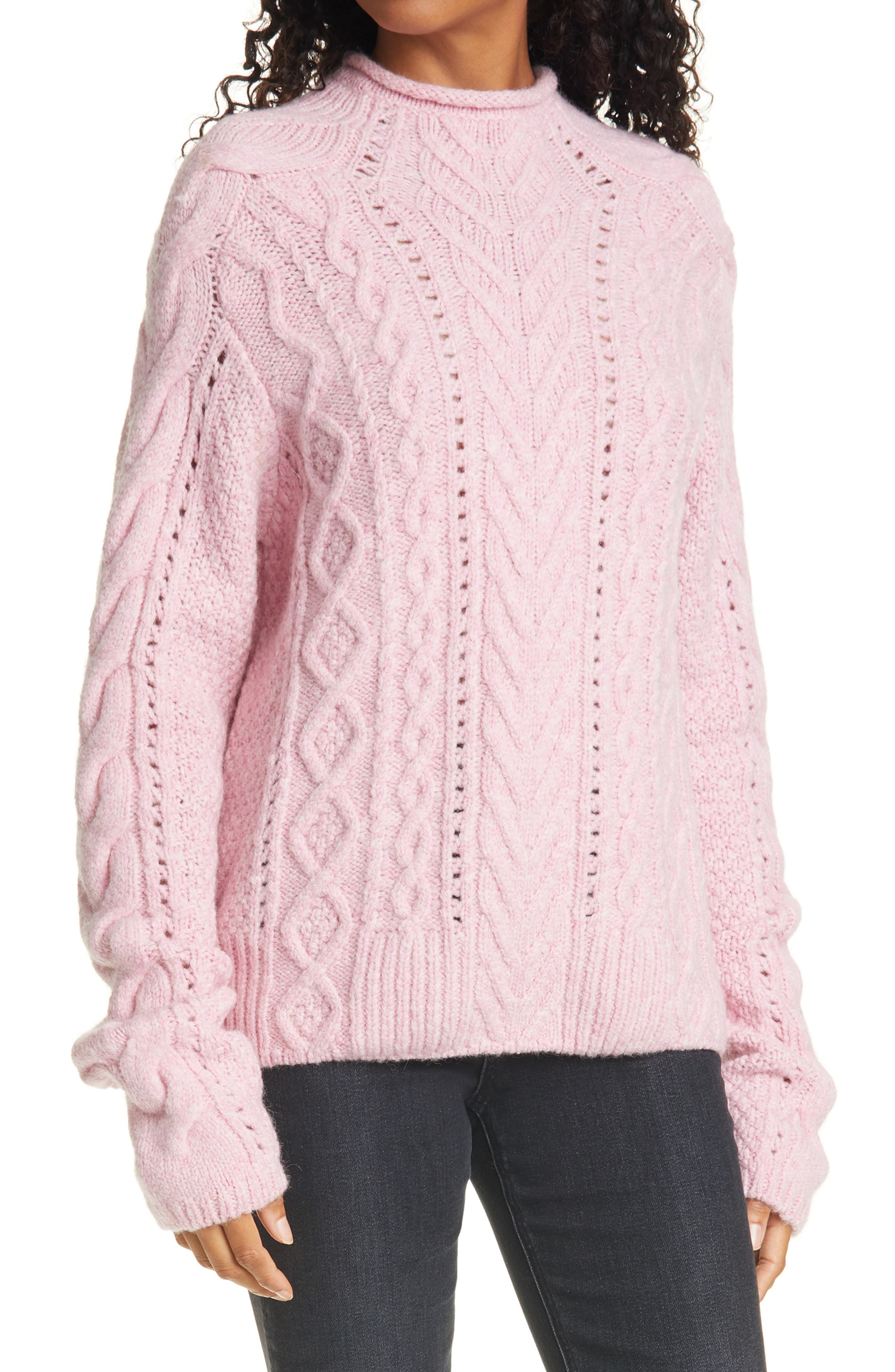 Bone Ariel Mockneck Cabled Sweater 