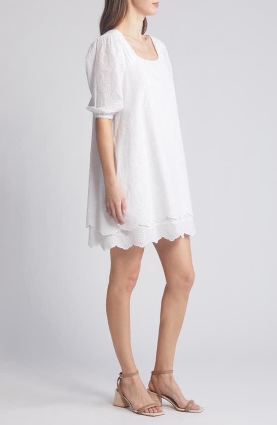 Shop Caslon (r) Eyelet Cotton Shift Dress In White