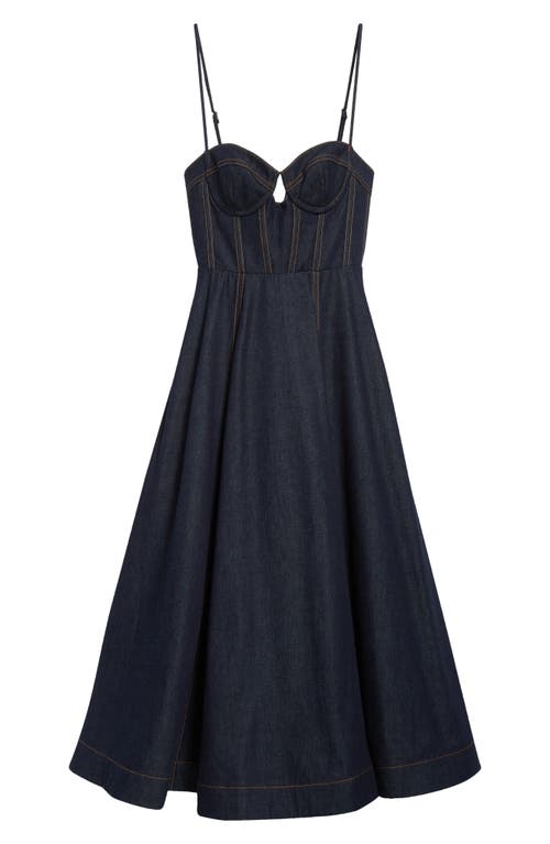 Zimmermann Womens Night Sky Crush Corset Denim Midi Dress In Night Sky