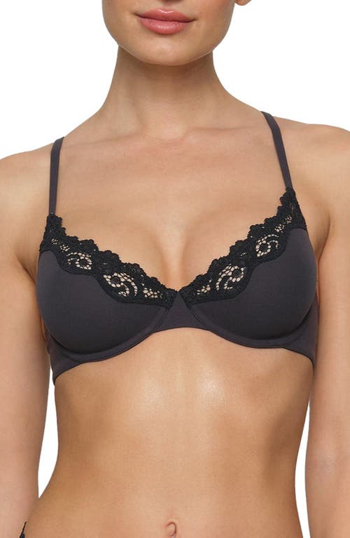 SKIMS Fits Everybody Lace Unlined Demi Bra Onyx at Nordstrom,
