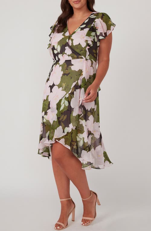 Shop Estelle Morning Glory Ruffle Faux Wrap Dress In Print