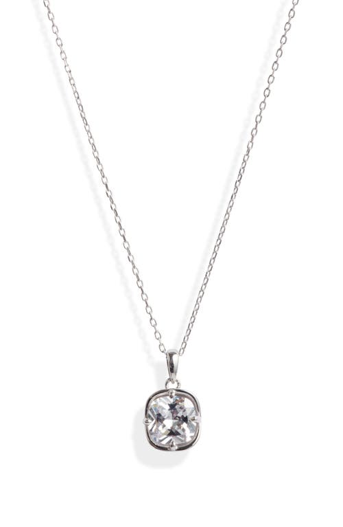 Shop Nordstrom Bezel Sterling Silver & Cubic Zirconia Pendant Necklace In Platinum Plated