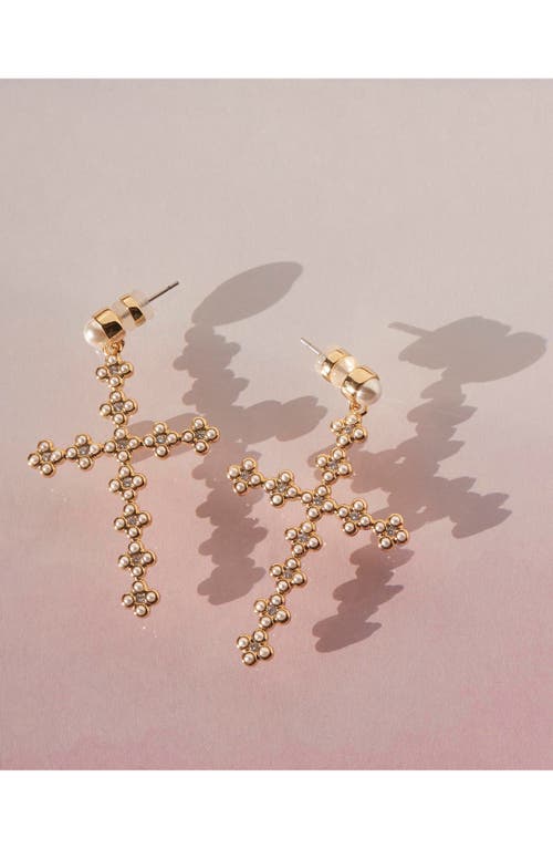 Shop Luv Aj Daisy Cross Drop Earrings In Gold