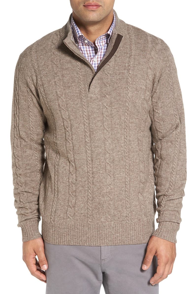 Peter Millar Cable Knit Wool Blend Quarter Zip Sweater | Nordstrom