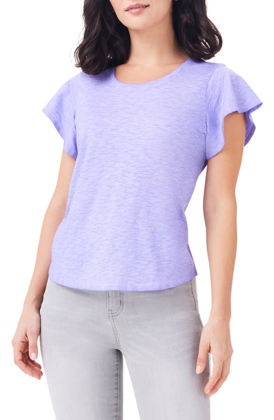 Nzt By Nic+zoe Flutter Sleeve Cotton T-shirt In Purple
