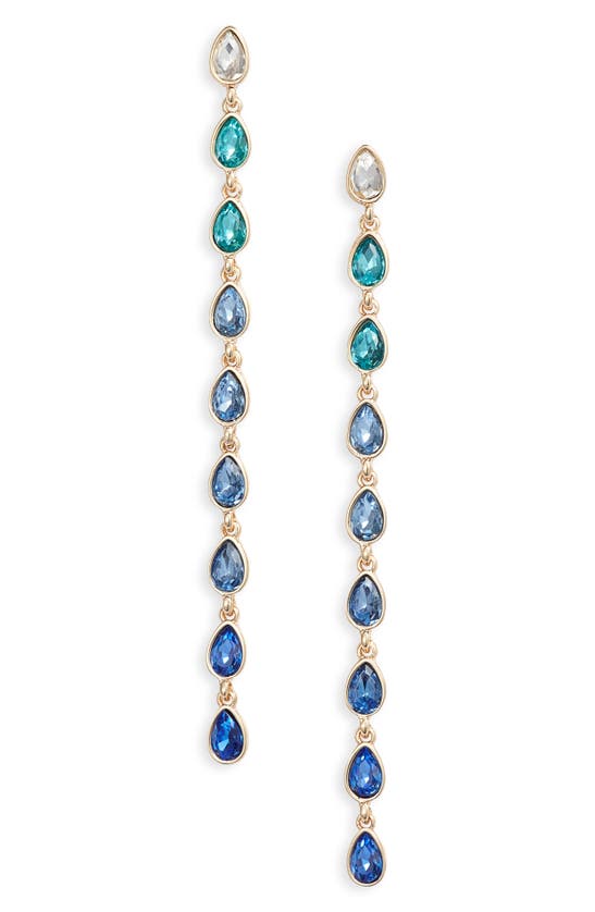 Shop Nordstrom Teardrop Linear Drop Earrings In Blue Ombre- Gold