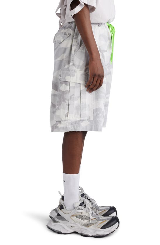 Shop Balenciaga Camo Cotton Ripstop Cargo Shorts In Light Grey