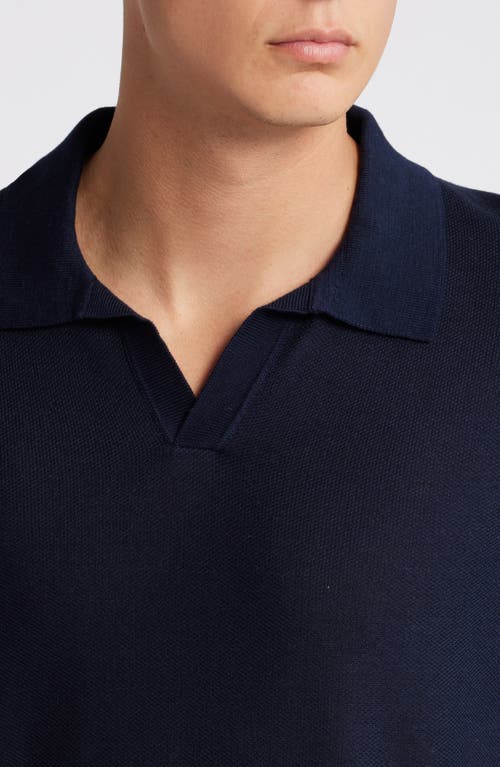 Shop Hugo Boss Boss Tempio Cotton & Lyocell Polo Sweater In Dark Blue