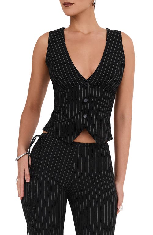 Mistress Rocks Pinstripe Waistcoat in Black at Nordstrom, Size X-Large