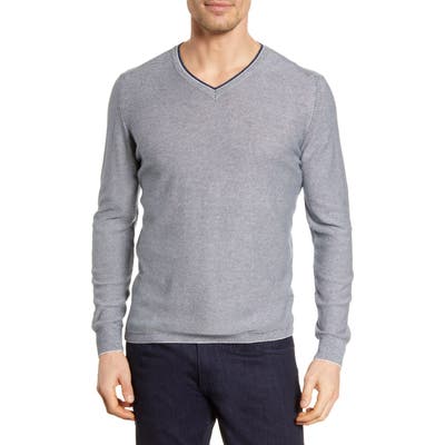 Bugatchi Microstripe V-Neck Sweater, Blue