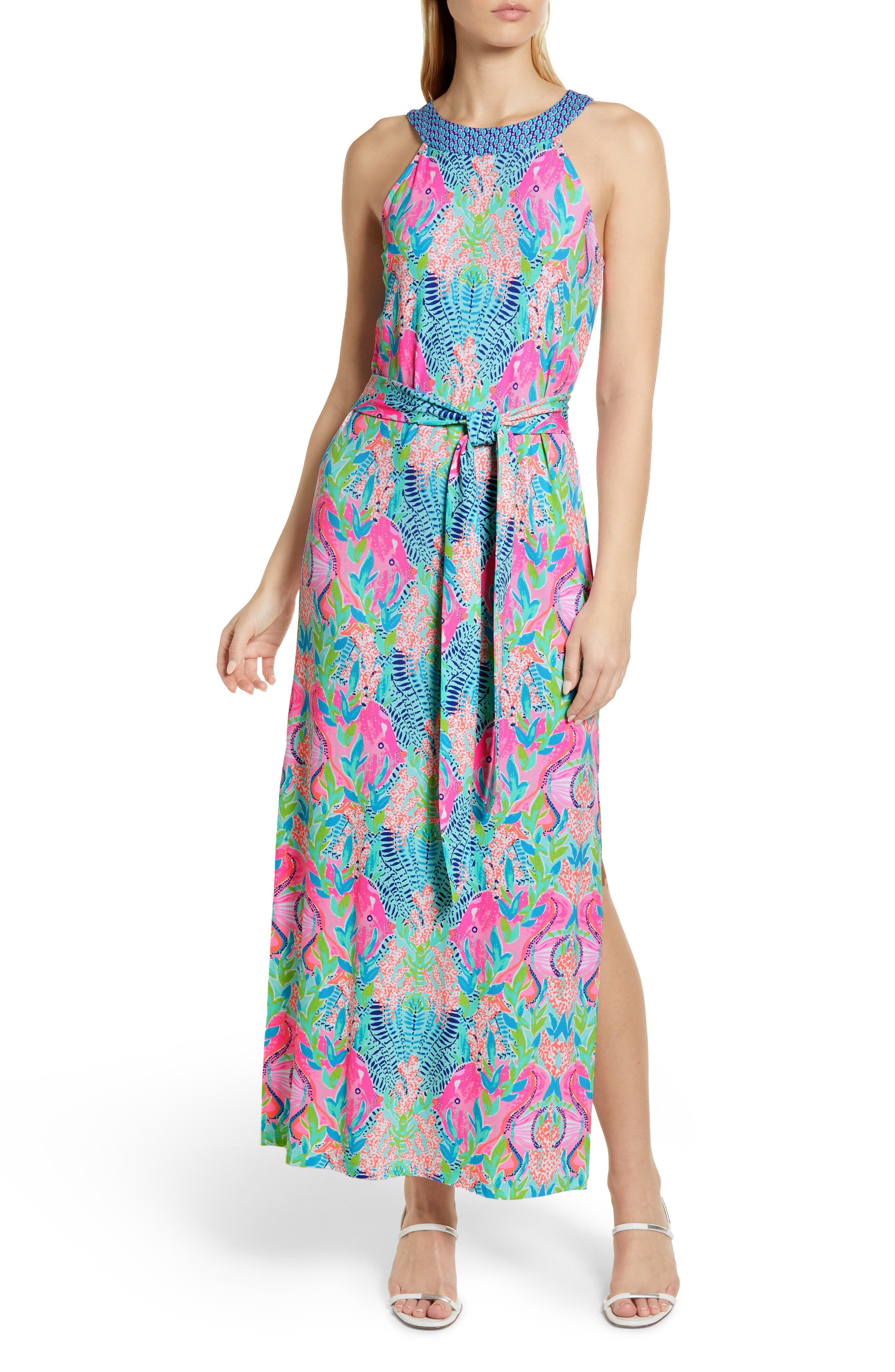 Lili London Halterneck Summer Floral Maxi Dress 