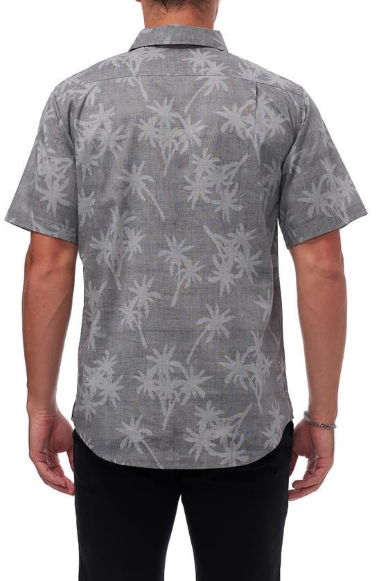 Shop Ezekiel Lost Palms Short Sleeve Cotton Button-up Shirt In Grey Multi