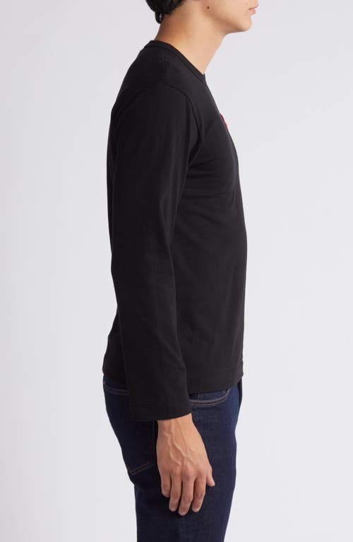 Shop Comme Des Garçons Play Overlapping Heart Long Sleeve T-shirt In Black