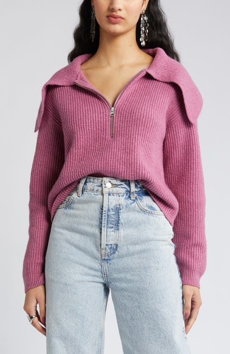 Tommy Hilfiger Women's Stripe Logo Bubble Sweater Pink Size X-Large
