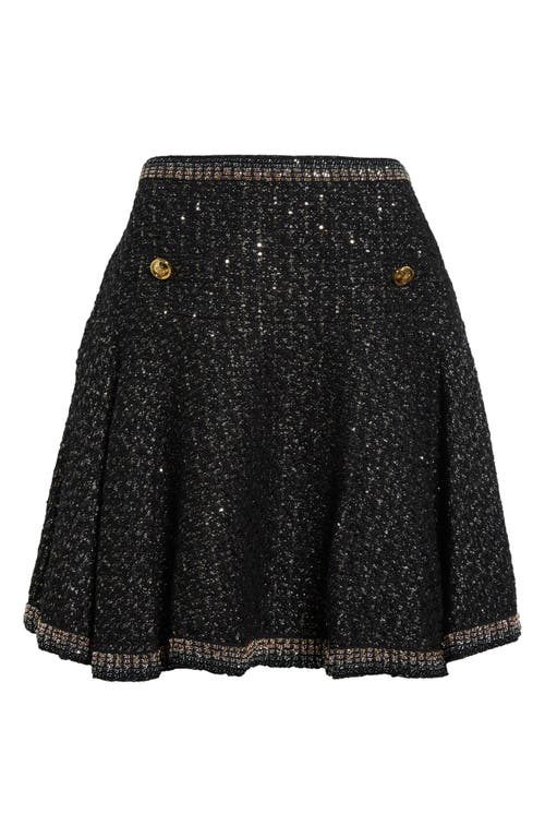 Shop Giambattista Valli Metallic Tweed Sweater Skirt In Black/silver